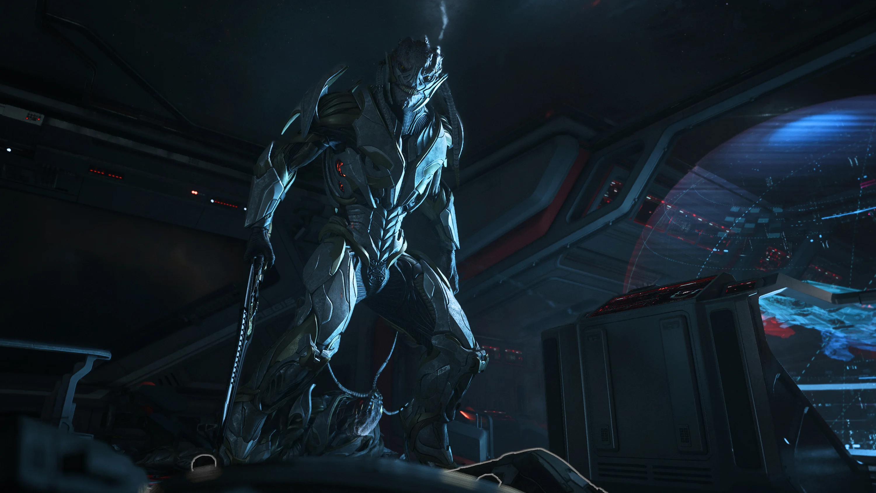 Vanduul standing in a confined interior