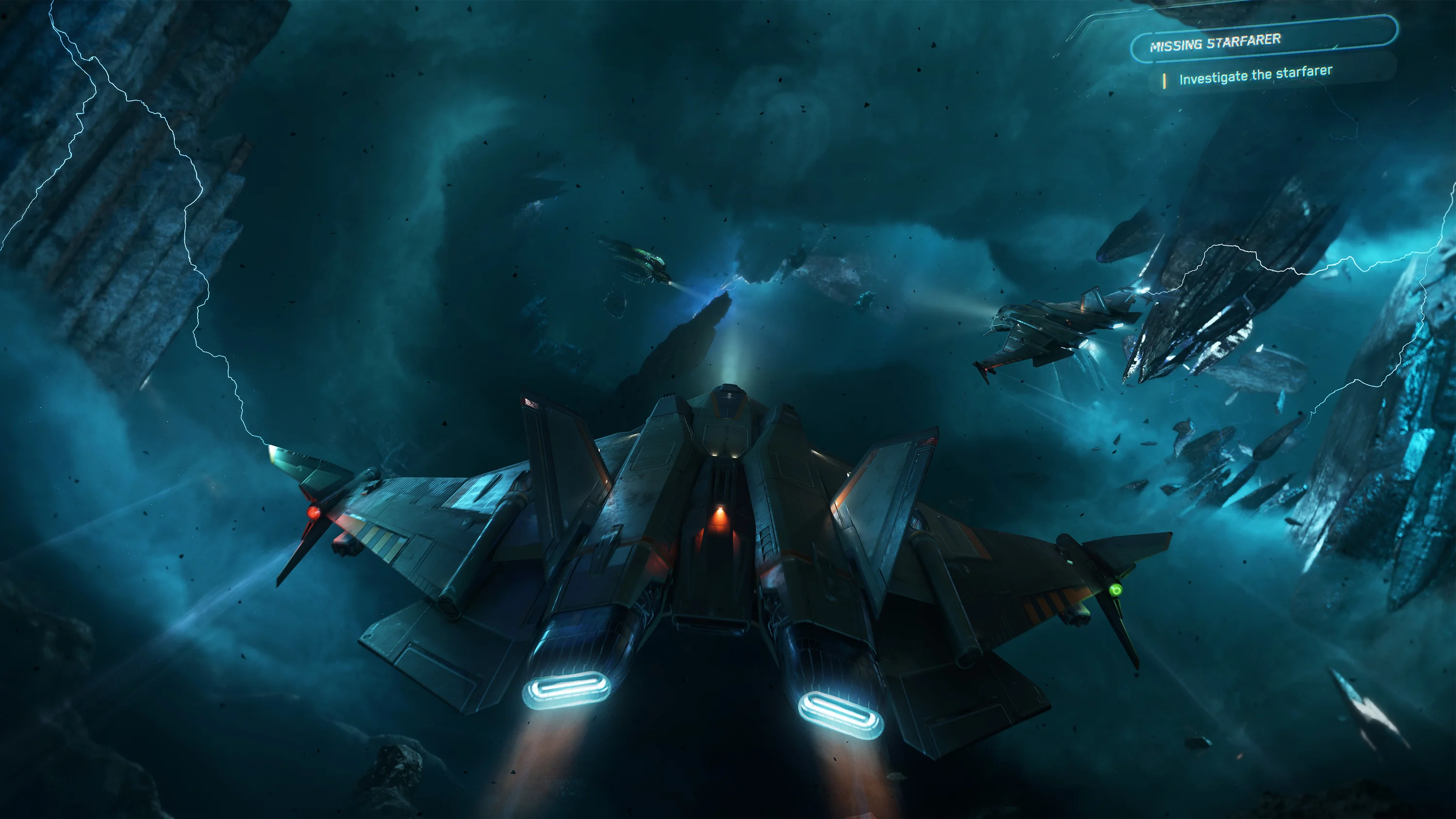 Gladius flying through the Coil in official Squadron 42 artwork